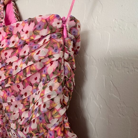 NWT ASTR Womens Pink Floral Asymmetric Sleeveless Mini Body Con Dress S - Picture 9 of 11